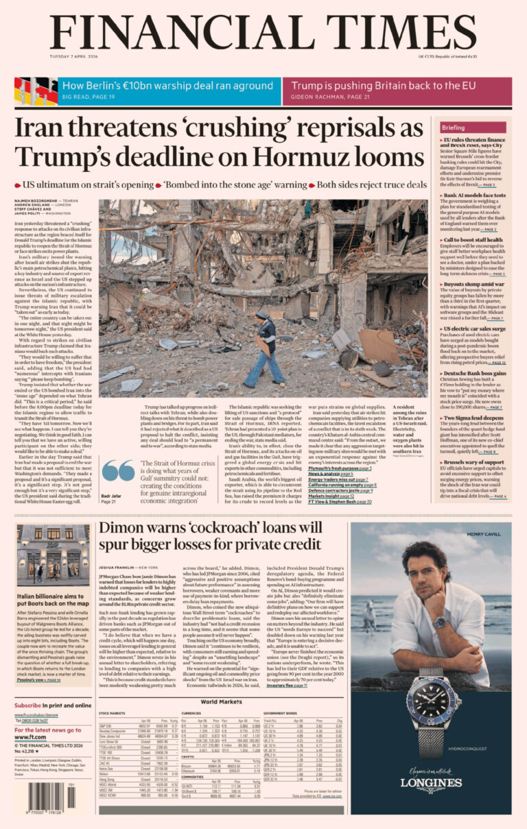 Financial Times UK April 07 2026 Financial Times UK Kitap Kapağı