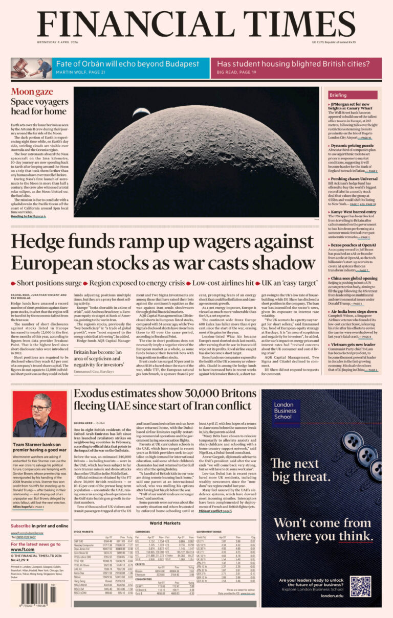 Financial Times UK April 08 2026 Financial Times UK Kitap Kapağı