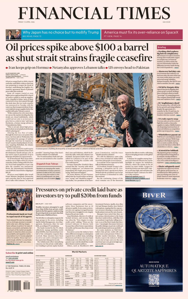 Financial Times USA 10 April 2026 Financial Times USA Kitap Kapağı