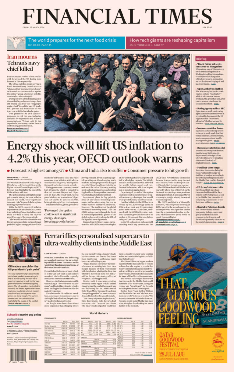 Financial Times USA 27 March 2026 Financial Times USA Kitap Kapağı