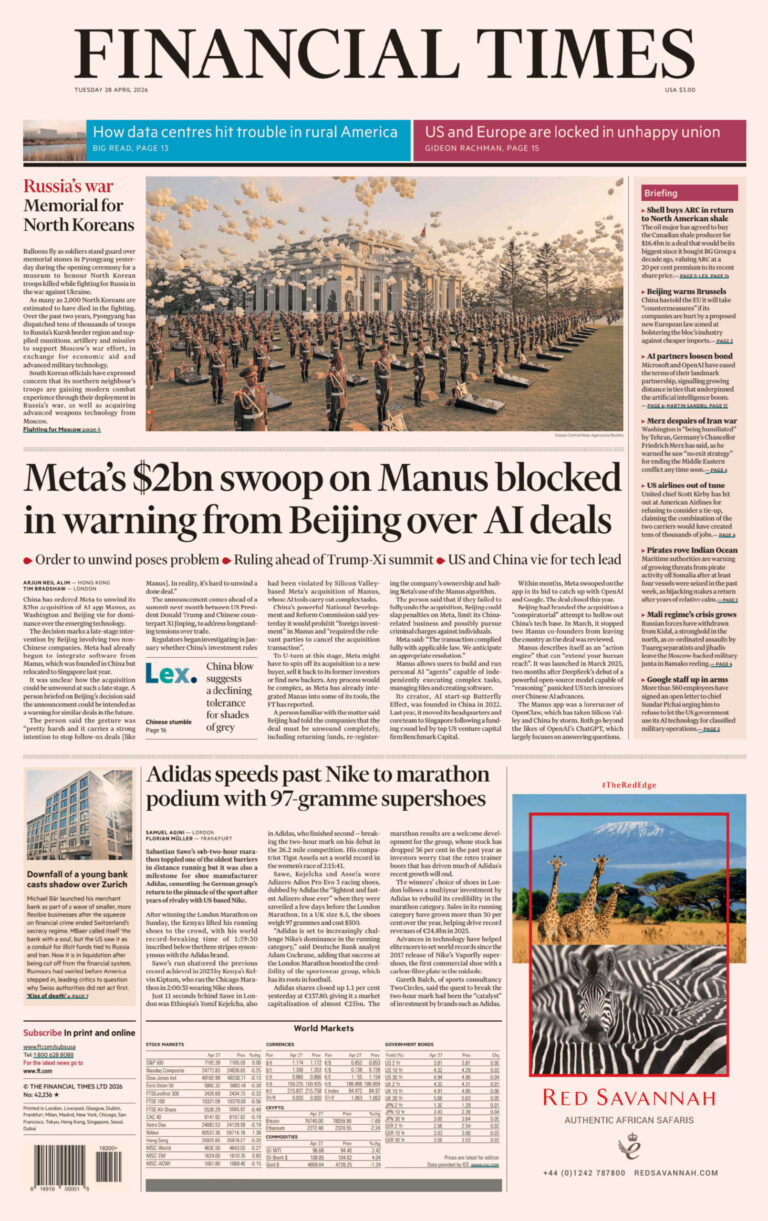 Financial Times USA 28 April 2026 Financial Times USA Kitap Kapağı