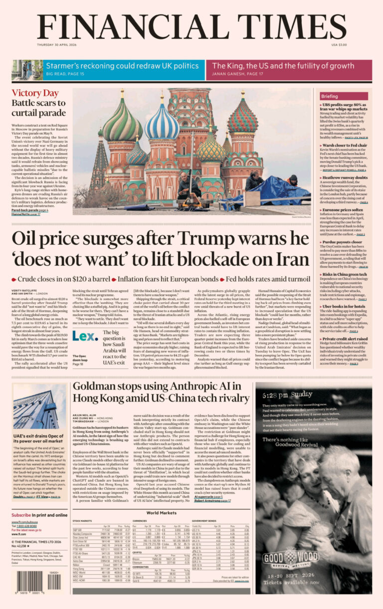 Financial Times USA 30 April 2026 Financial Times USA Kitap Kapağı