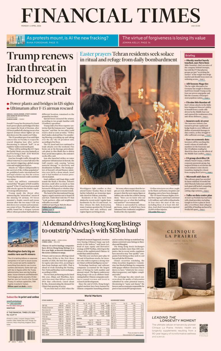 Financial Times USA April 06 2026 Financial Times USA Kitap Kapağı