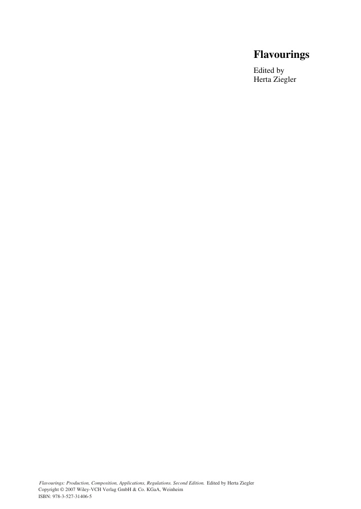 Flavourings Production Composition Applications Regulations 2nd Edition PDF Download
