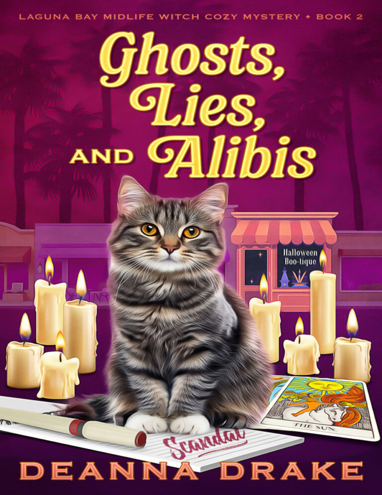 Ghosts Lies and Alibis Laguna Bay Midlife Witch Cozy Mystery book 2 Deanna Drake Kitap Kapağı