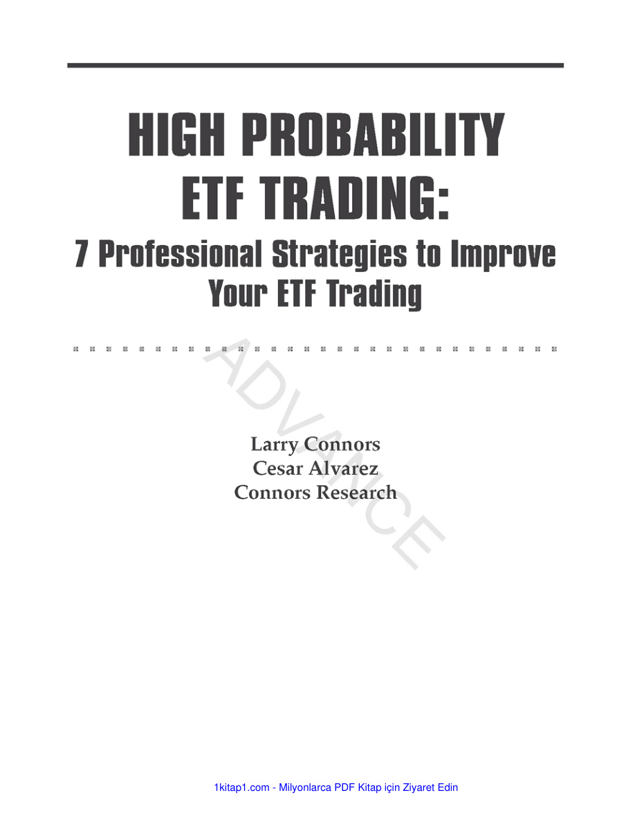 High Probability ETF Trading 7 Professional Strate 240814 Kitap Kapağı