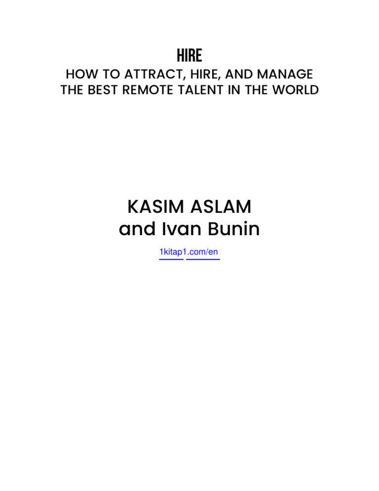 Hire The Proven System for Finding Top Remote Talent Kasim Aslam Kitap Kapağı