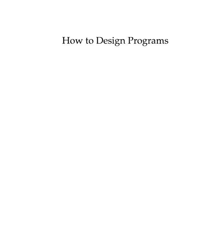 How to Design Programs An Introduction Kitap Kapağı