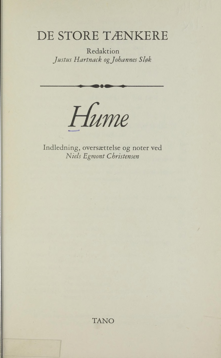 Hume Danish Edition Niels Egmont Christensen Kitap Kapağı