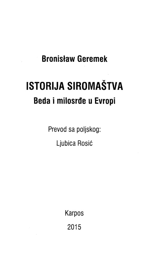 Istorija siromastva Serbian Edition Bronislaw Geremek Kitap Kapağı