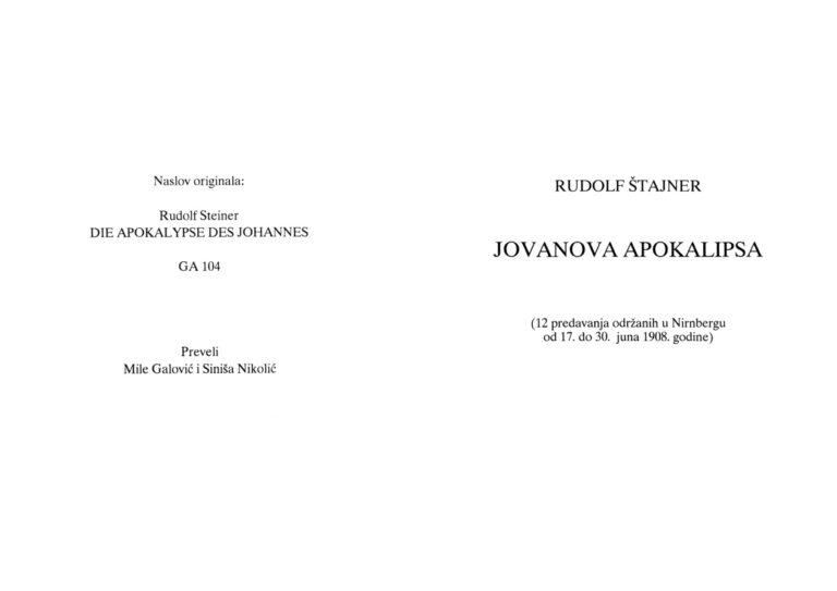Jovanova Apokalipsa Serbian Edition Rudolf Steiner Kitap Kapağı