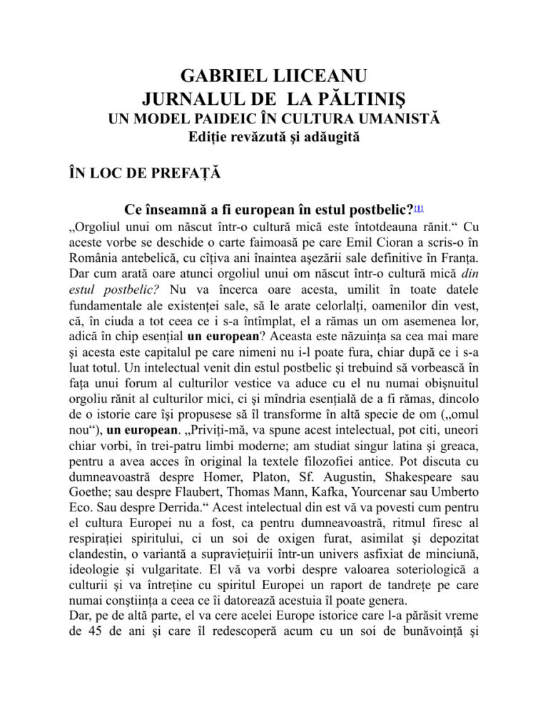 Jurnalul de la Paltinis Romanian Edition Gabriel Liiceanu Kitap Kapağı