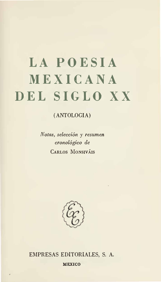 La poesia mexicana del siglo XX Antologia Spanish Edition Carlos Monsivais Kitap Kapağı