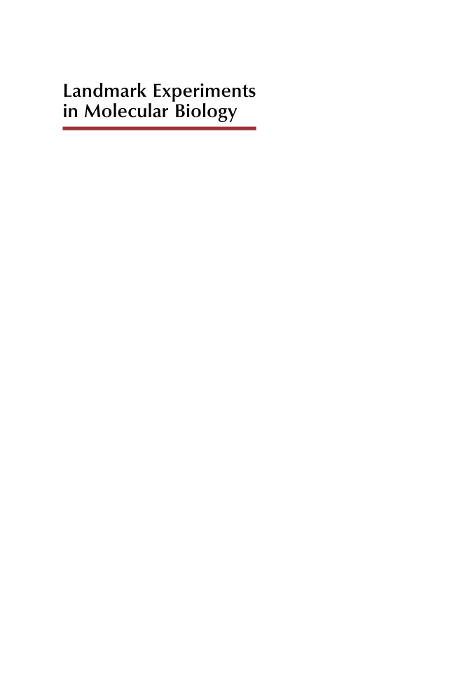 Landmark Experiments in Molecular Biology PDF Download