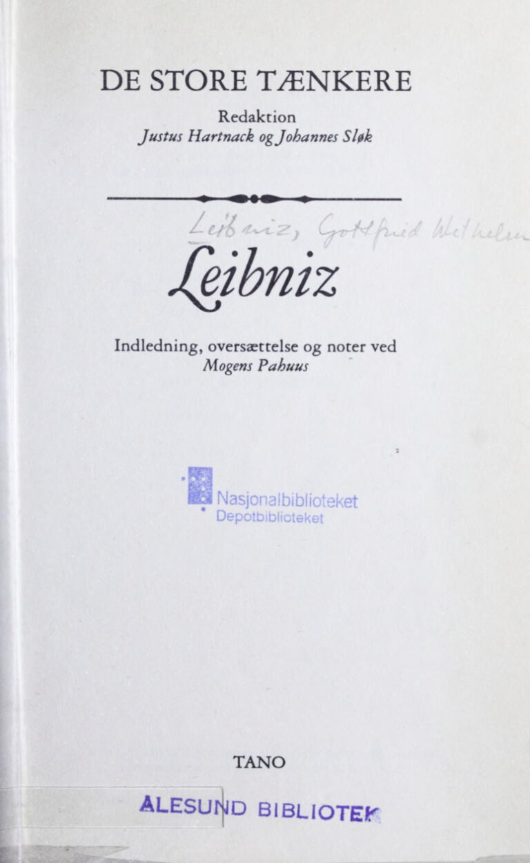Leibniz Danish Edition Mogens Pahuus Kitap Kapağı