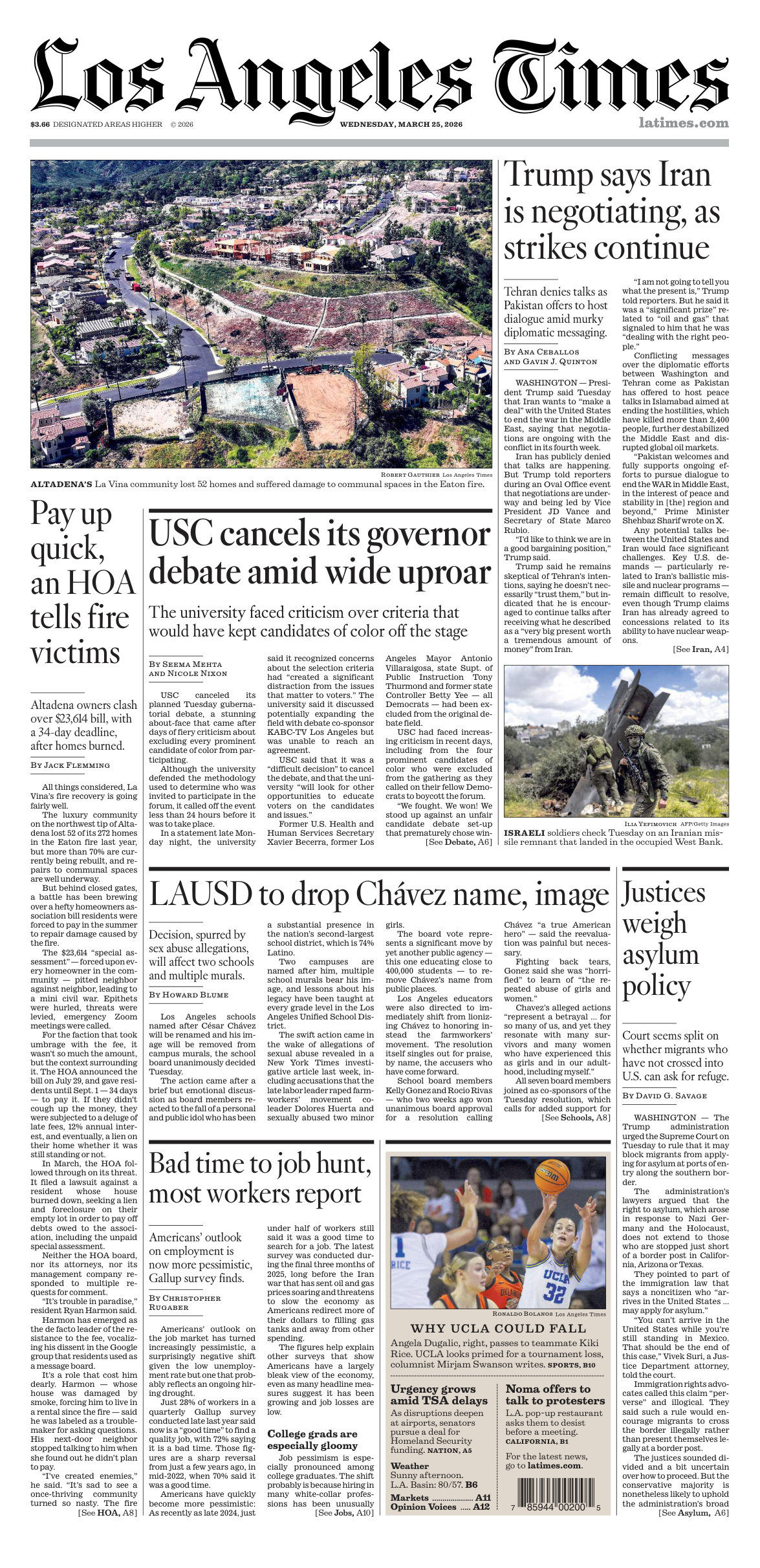Los Angeles Times 25 March 2026 PDF Download