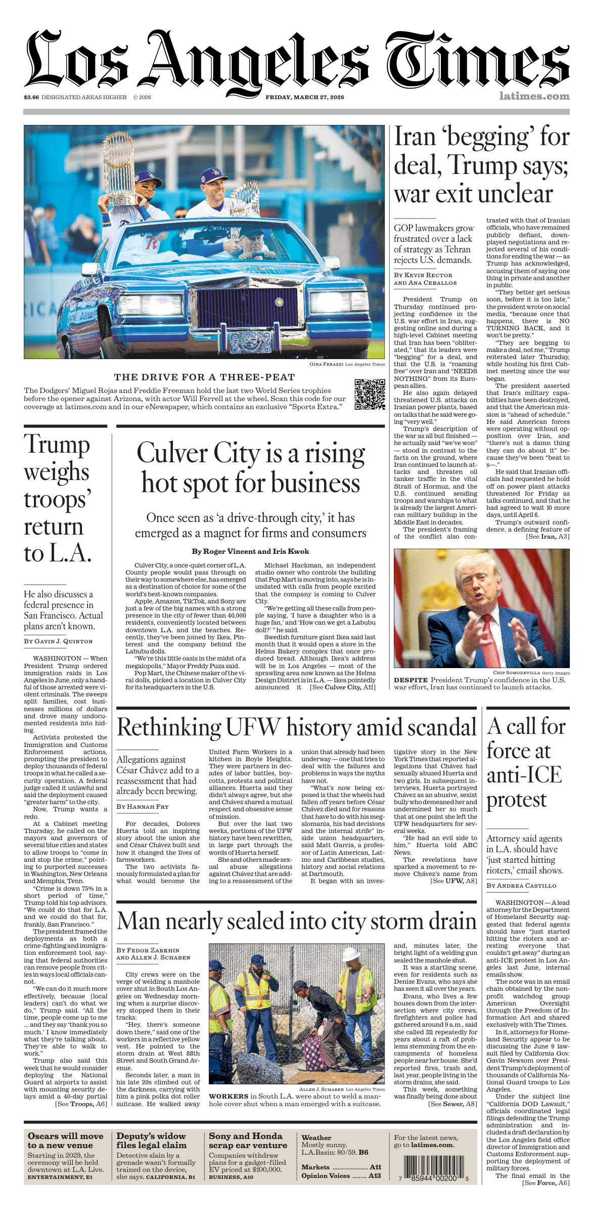 Los Angeles Times 27 March 2026 PDF Download