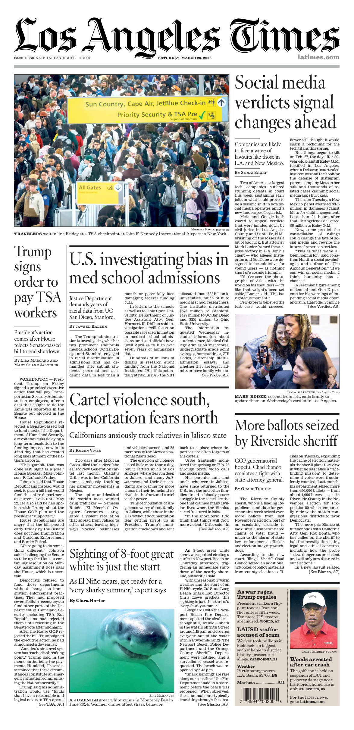 Los Angeles Times 28 March 2026 PDF Download