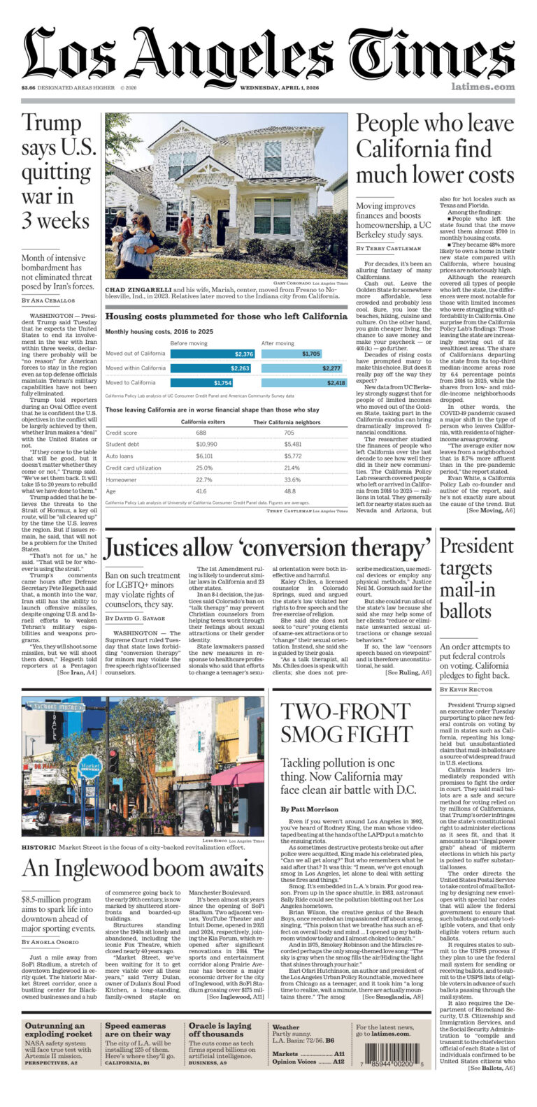 Los Angeles Times April 01 2026 Los Angeles Times Kitap Kapağı