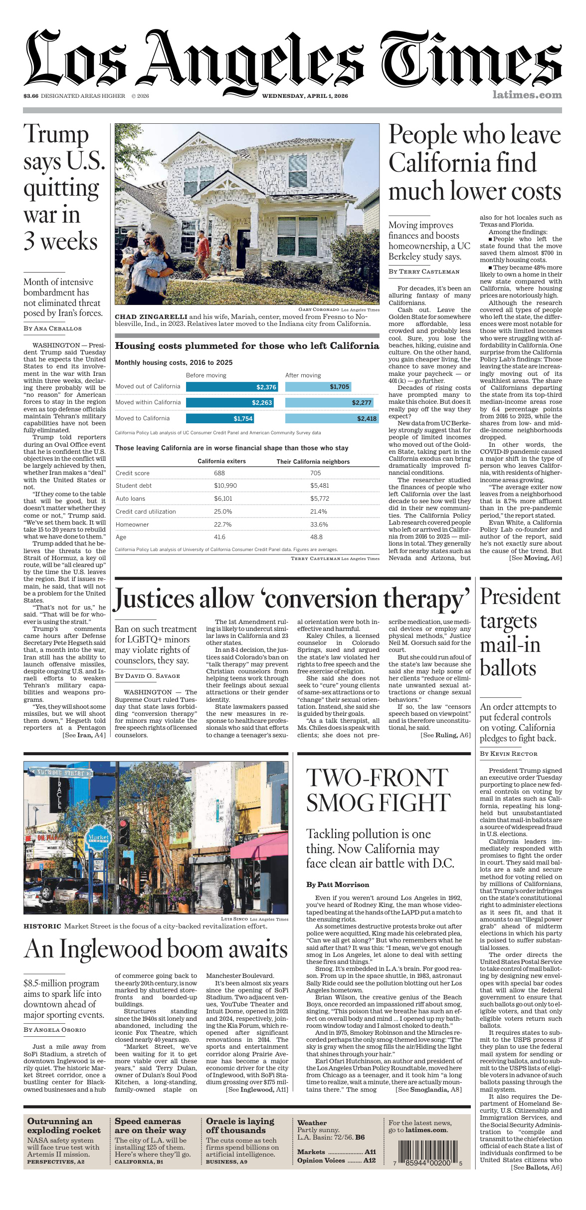 Los Angeles Times April 01 2026 PDF Download