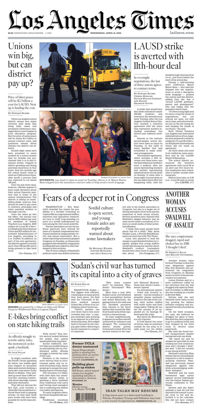 Los Angeles Times April 15 2026 Los Angeles Times Kitap Kapağı