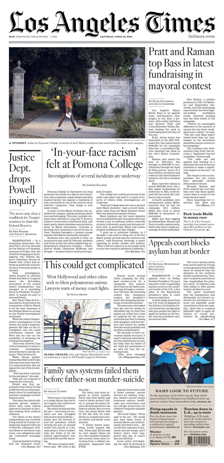 Los Angeles Times April 25 2026 Los Angeles Times Kitap Kapağı