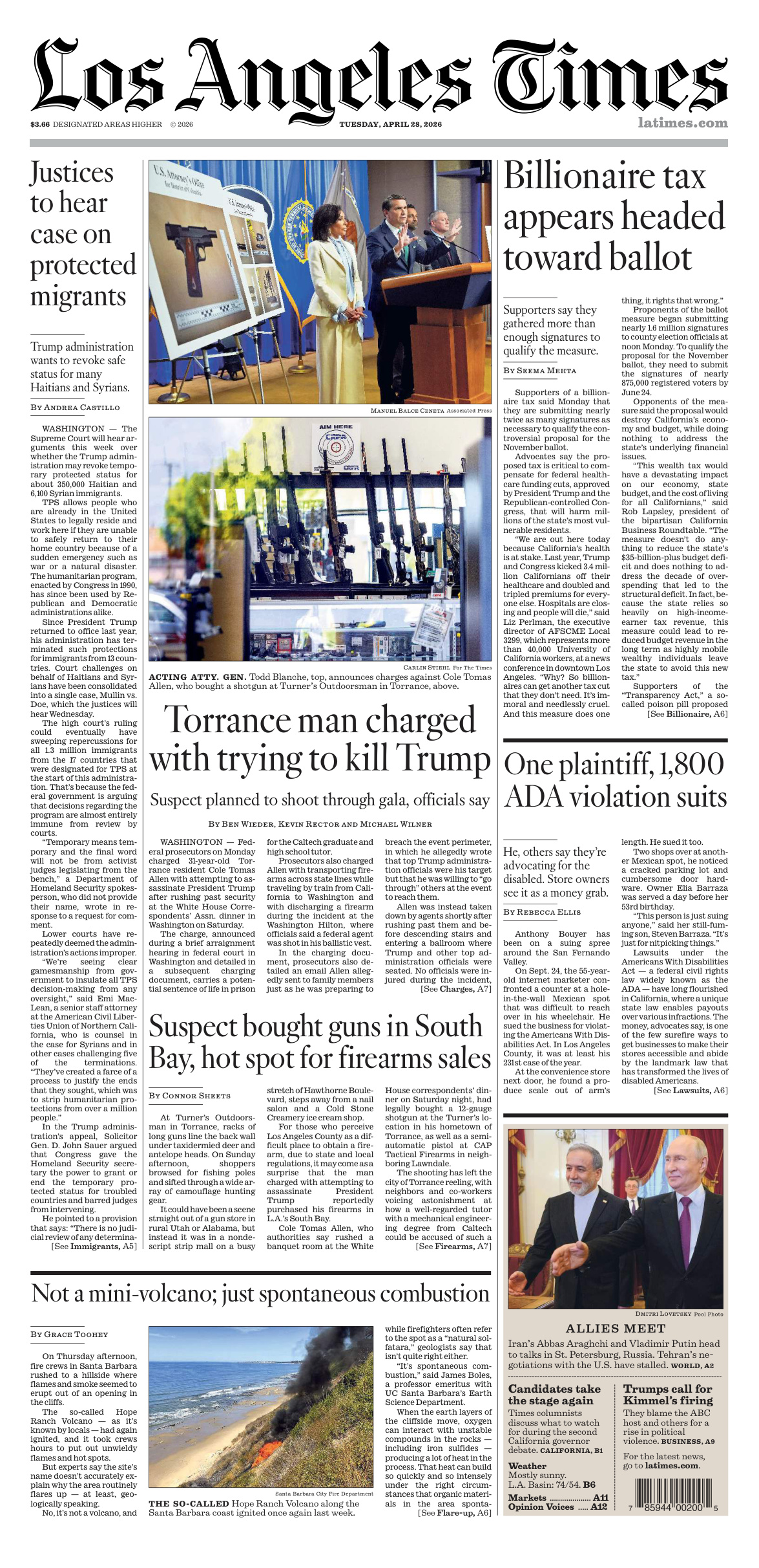 Los Angeles Times April 28 2026 Los Angeles Times Kitap Kapağı