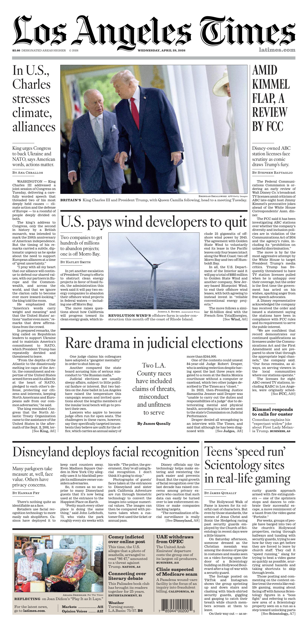 Los Angeles Times April 29 2026 Los Angeles Times Kitap Kapağı