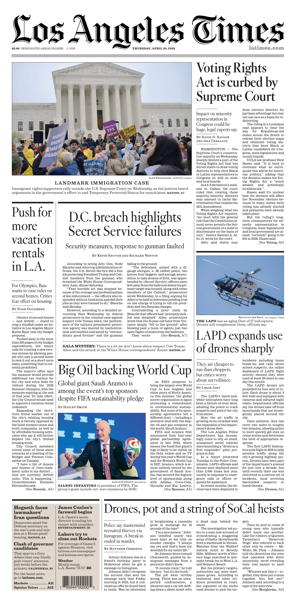 Los Angeles Times April 30 2026 Los Angeles Times Kitap Kapağı