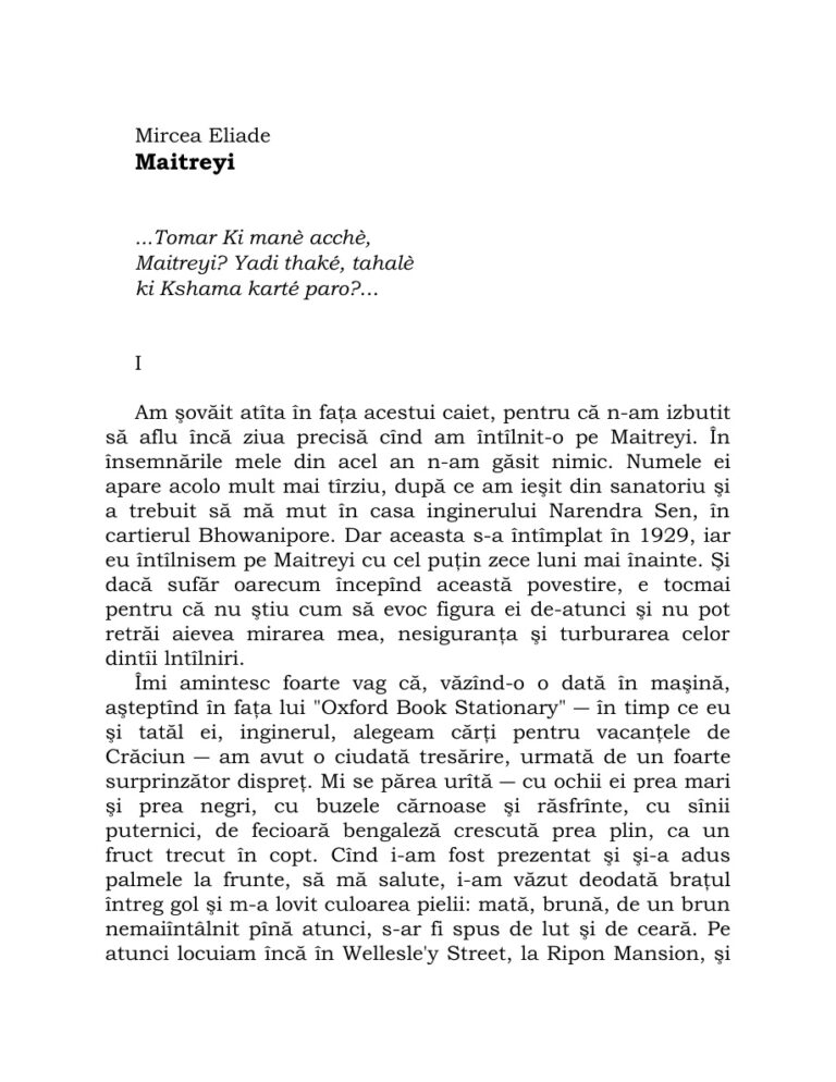 Maitreyi Mircea Eliade Kitap Kapağı