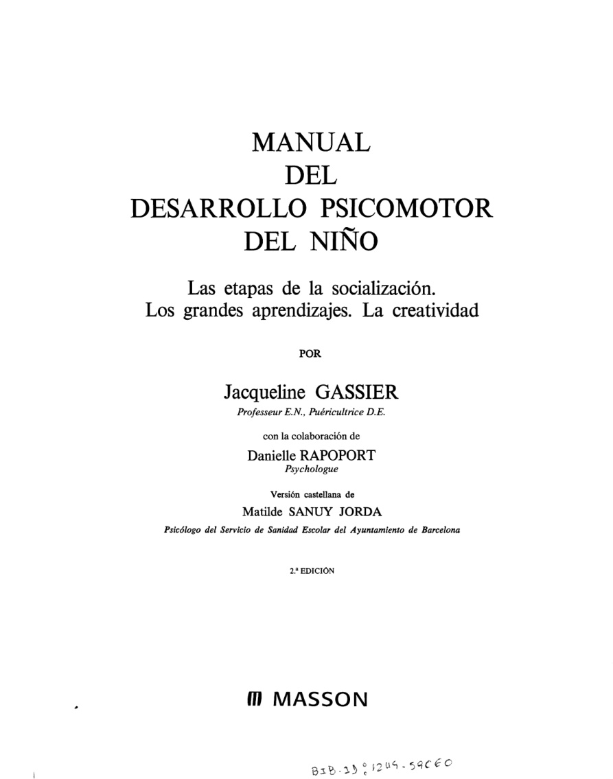 Manual del desarrollo psicomotor del niño PDF Download