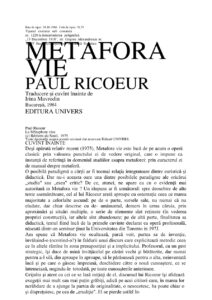 Metafora vie Romanian Edition Paul Ricoeur Kitap Kapağı