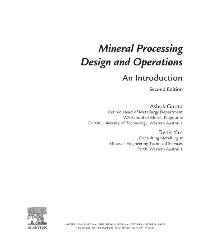 Mineral processing design and operations Gupta Kitap Kapağı