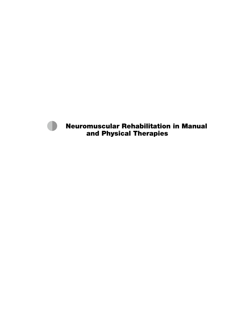 Neuromuscular Rehabilitation in Manual and Physical Therapies Principles to Practice PDF Download