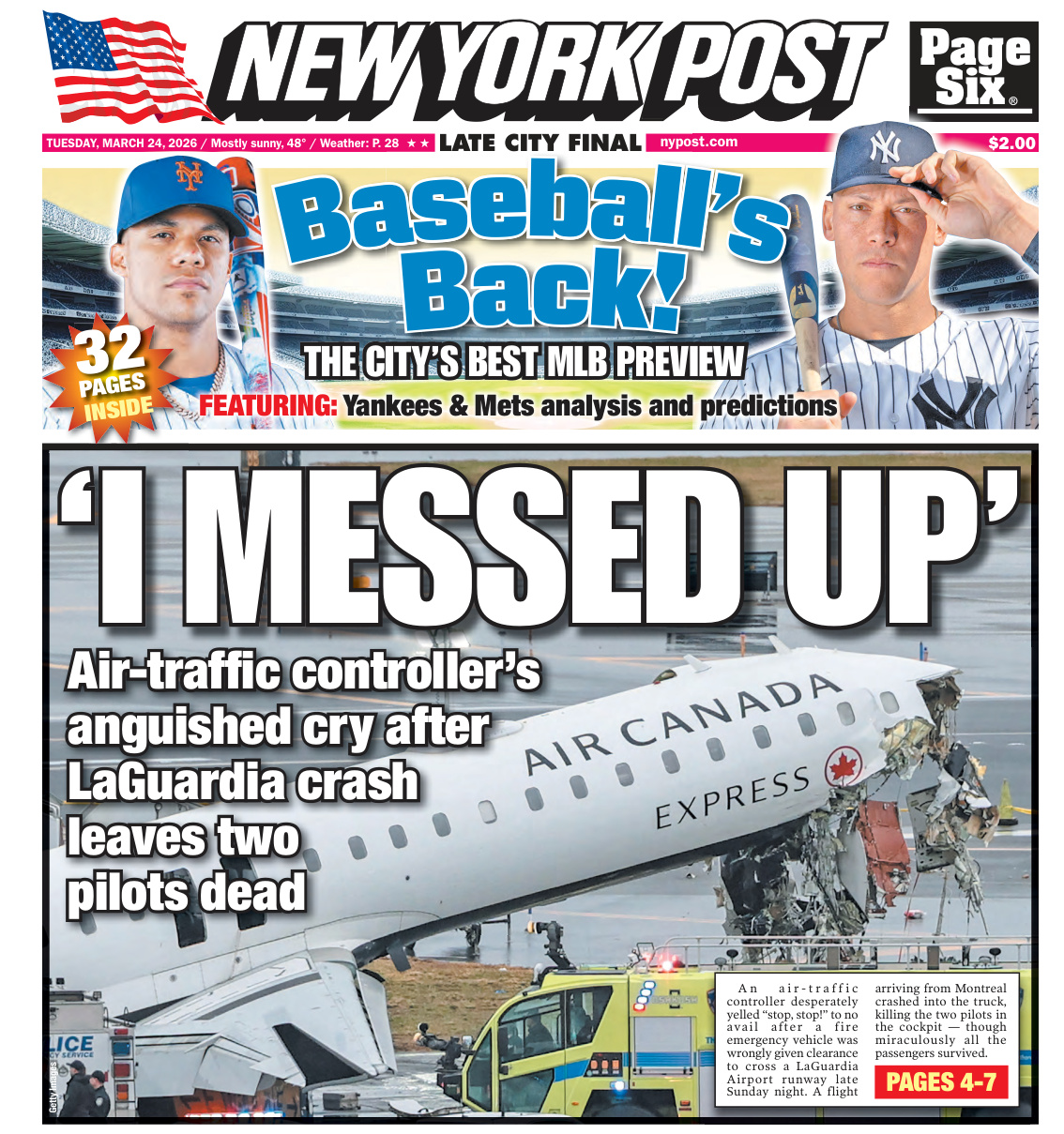 New York Post 24 March 2026 New York Post Kitap Kapağı
