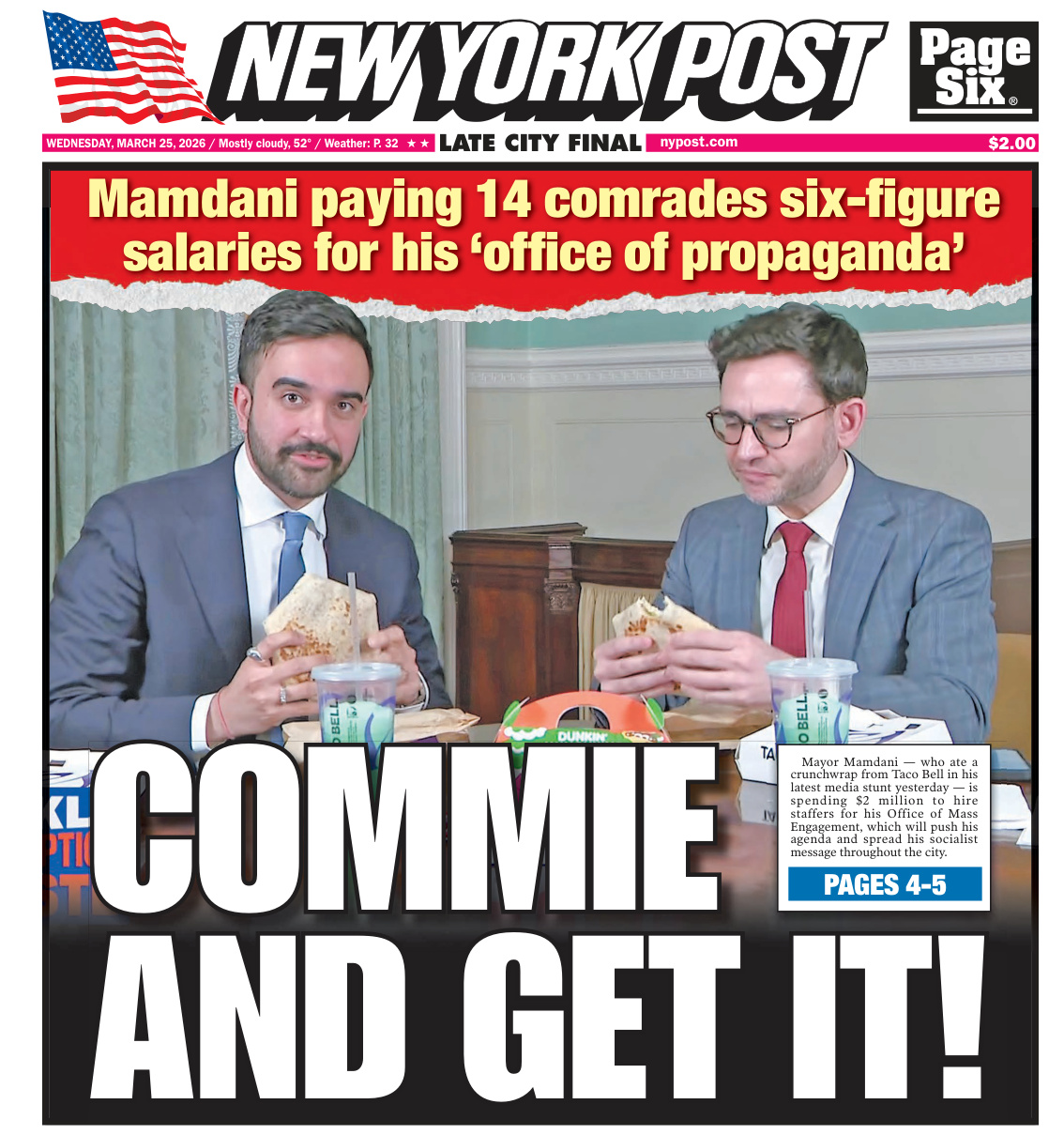 New York Post 25 March 2026 New York Post Kitap Kapağı