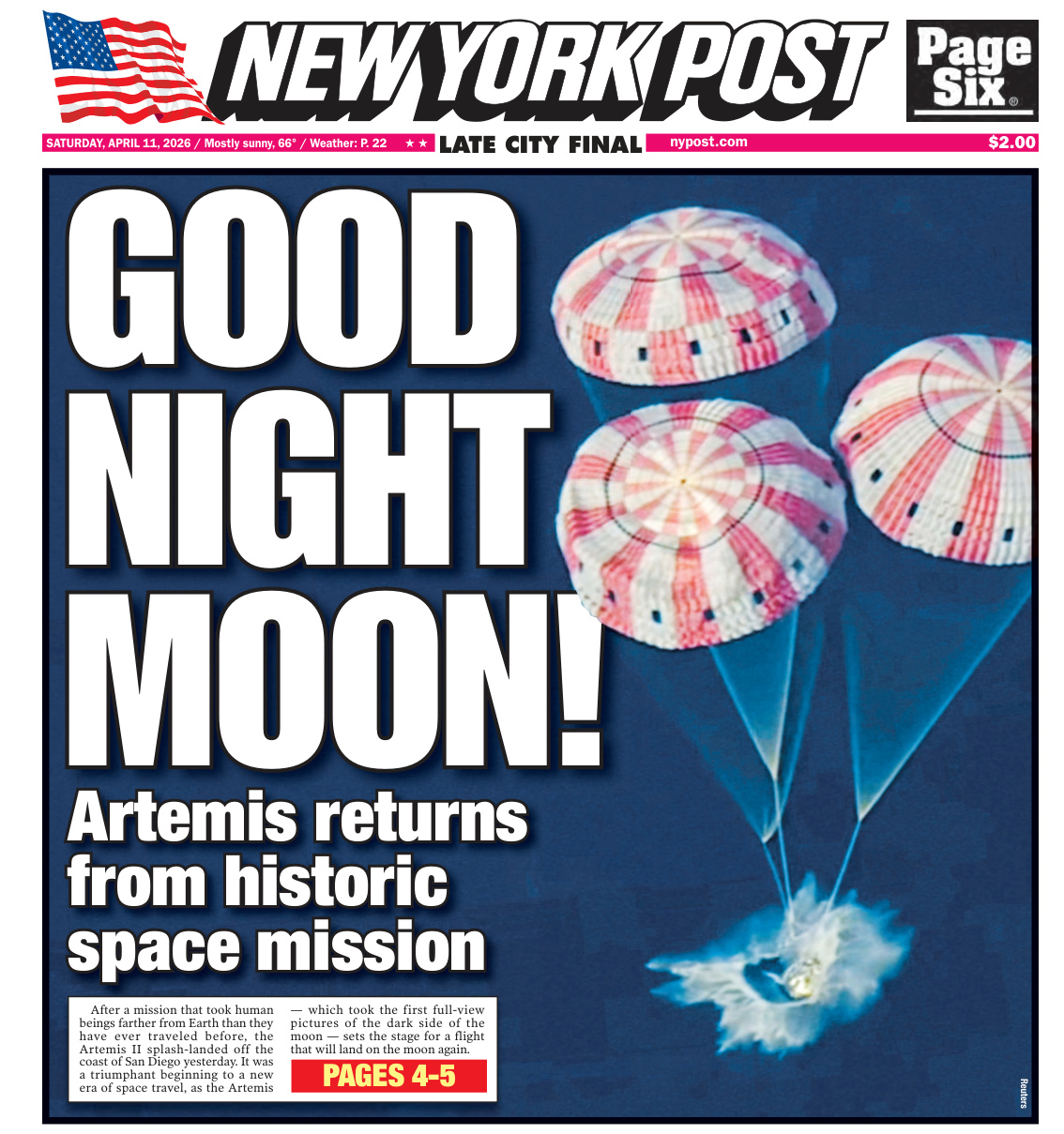 New York Post April 11 2026 New York Post Kitap Kapağı