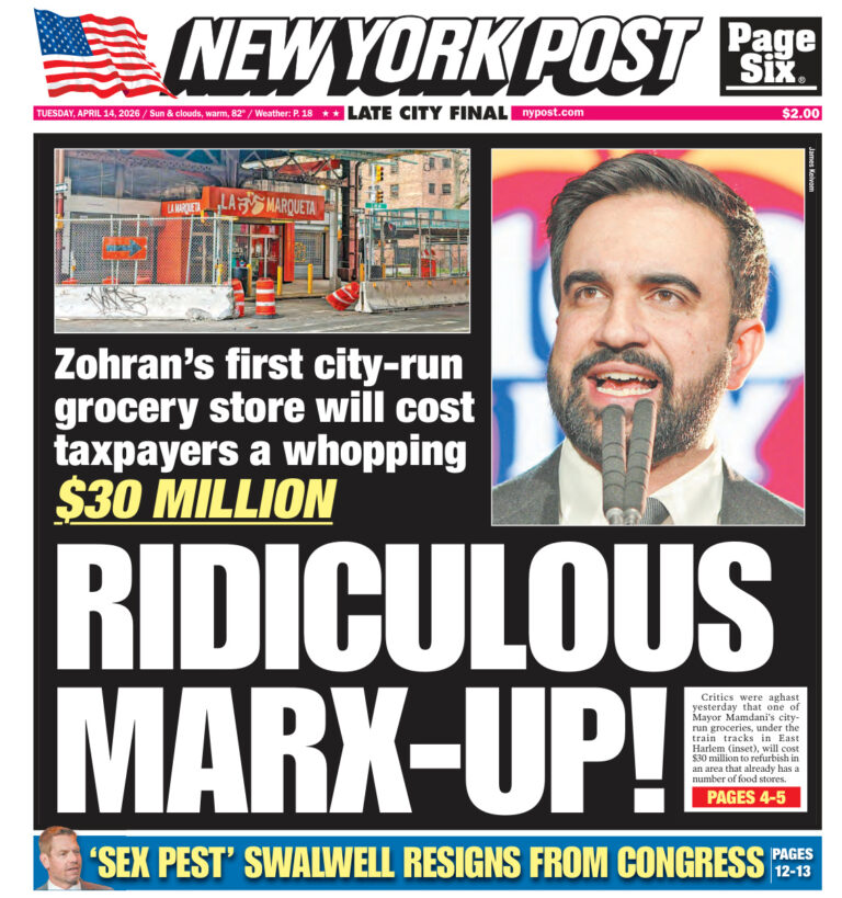 New York Post April 14 2026 New York Post Kitap Kapağı