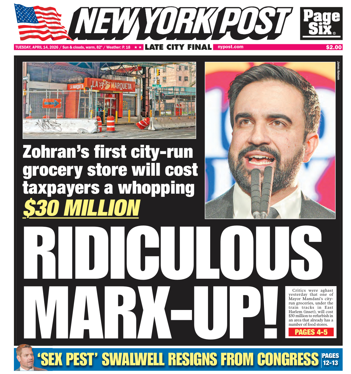 New York Post April 14 2026 New York Post Kitap Kapağı