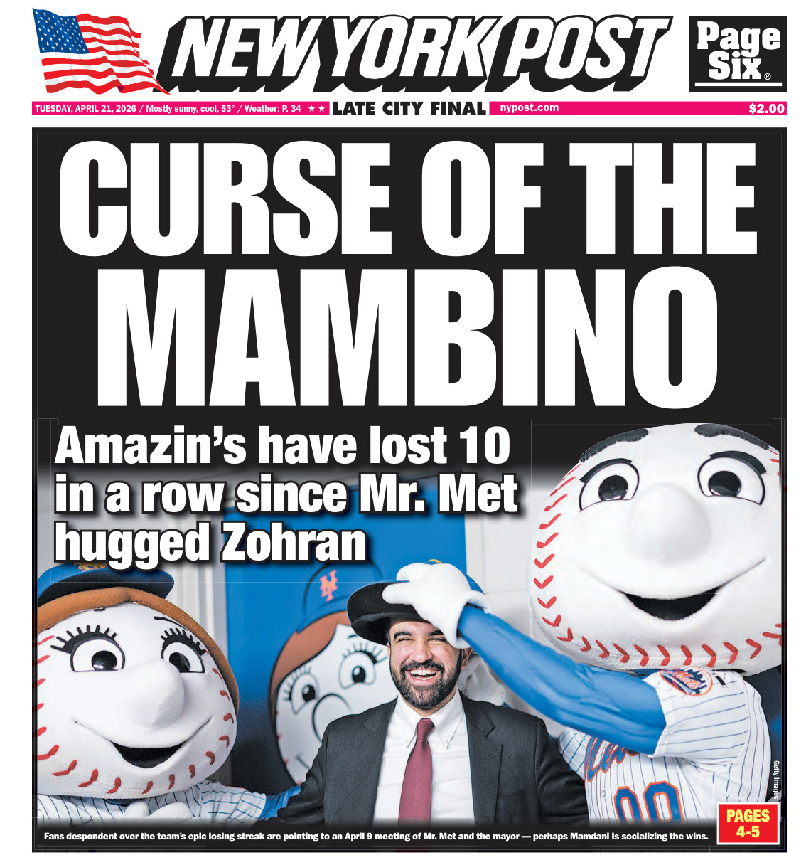 New York Post April 21 2026 New York Post Kitap Kapağı