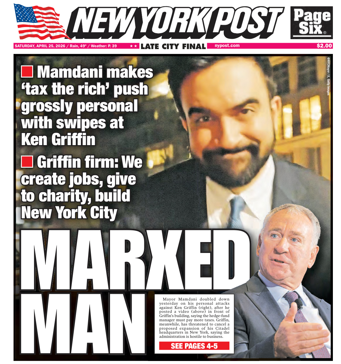 New York Post April 25 2026 New York Post Kitap Kapağı