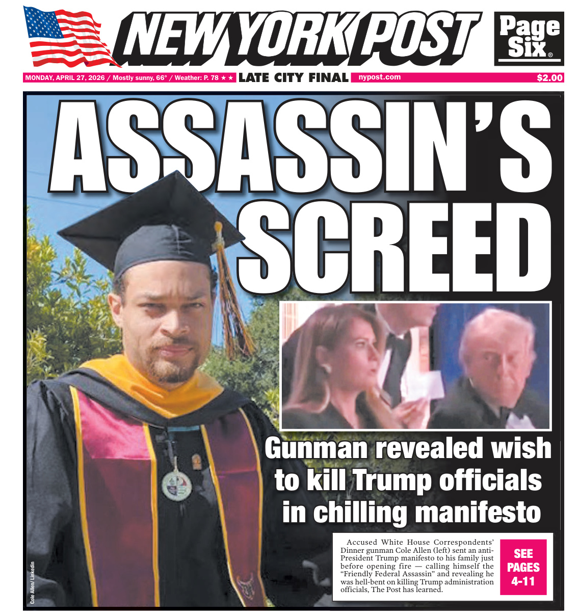 New York Post April 27 2026 New York Post Kitap Kapağı