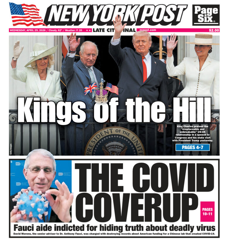 New York Post April 29 2026 New York Post Kitap Kapağı