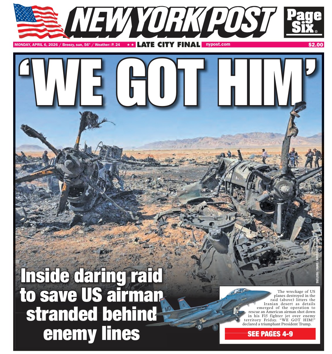 New York Post April 6 2026 New York Post Kitap Kapağı