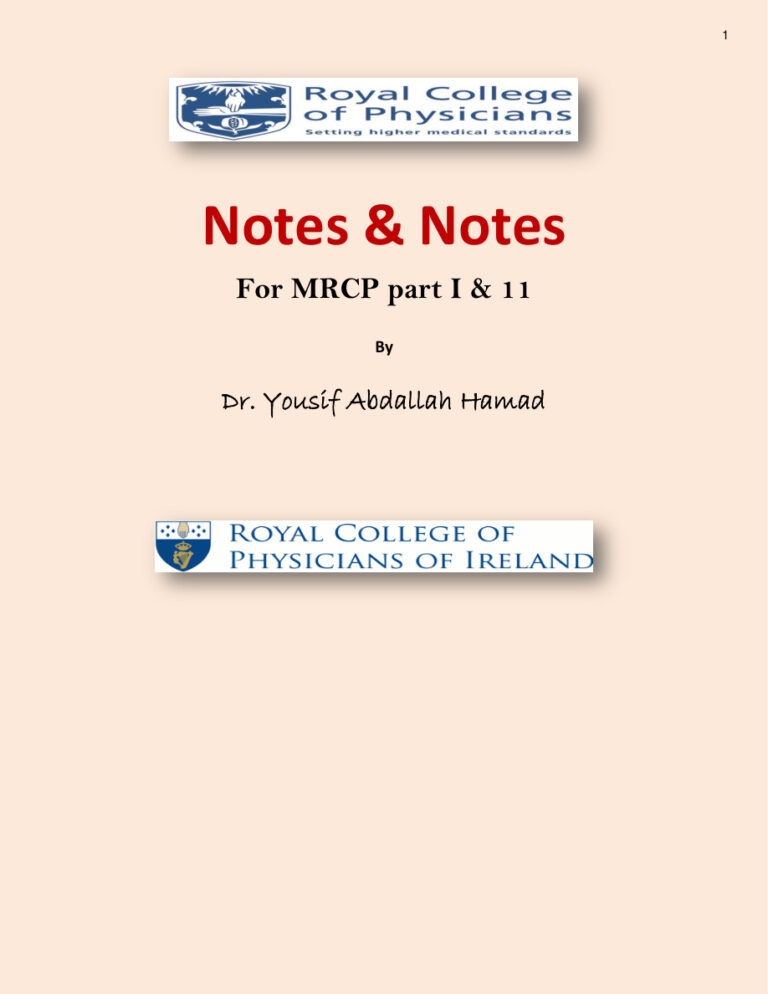 Note Notes for MRCP part 1 2 Dr Yousif Abdallah Hamad Z Library Kitap Kapağı