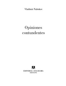 Opiniones contundentes Spanish Edition Vladimir Nabokov Kitap Kapağı