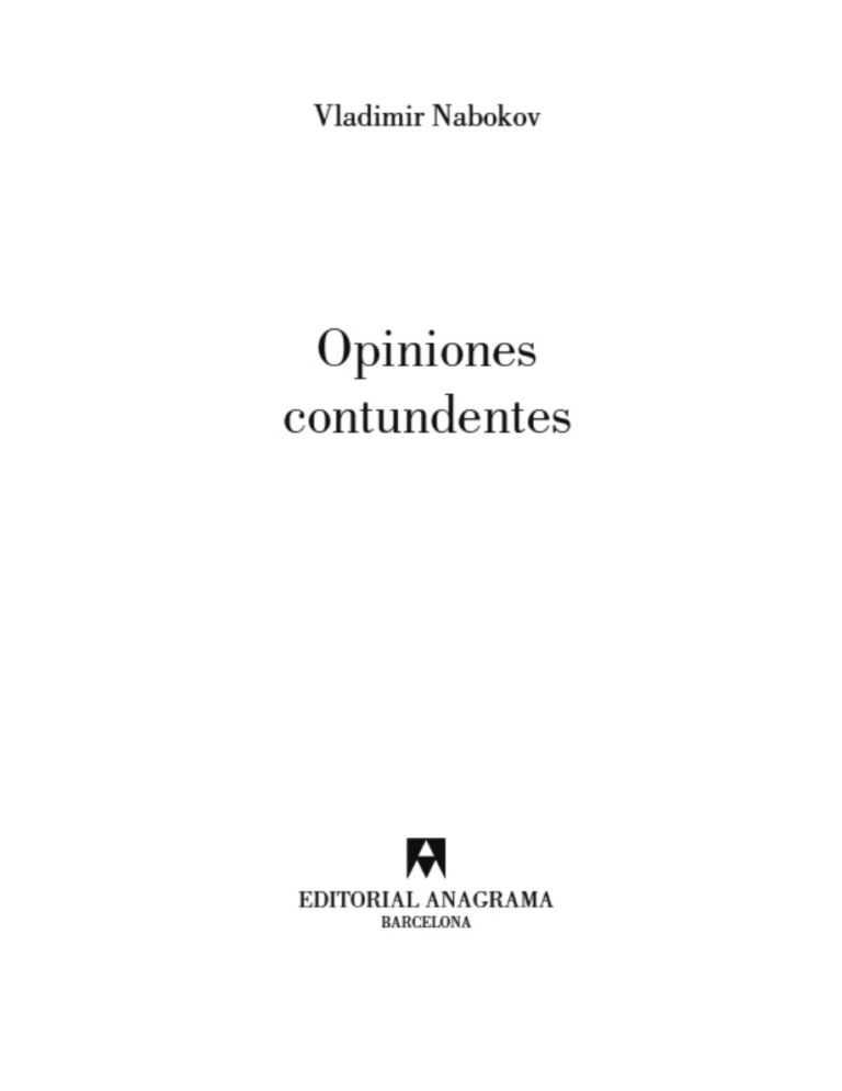 Opiniones contundentes Spanish Edition Vladimir Nabokov Kitap Kapağı