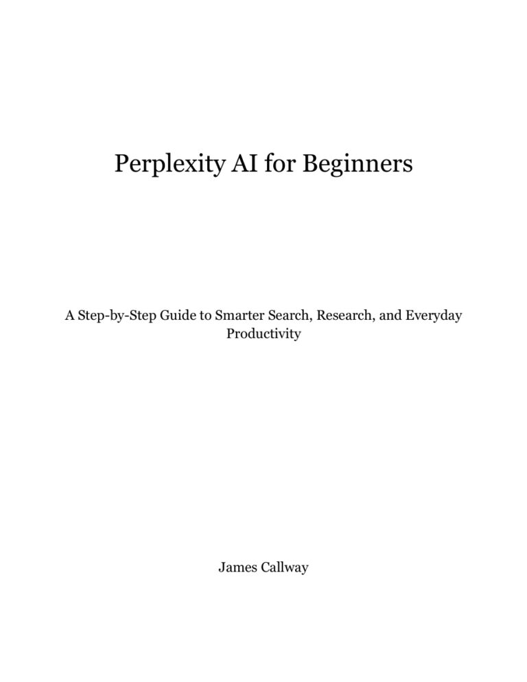Perplexity AI for Beginners James Calloway Kitap Kapağı