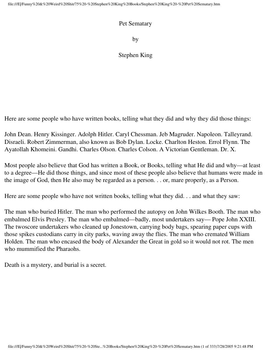 Pet semetary Stephen king Kitap Kapağı