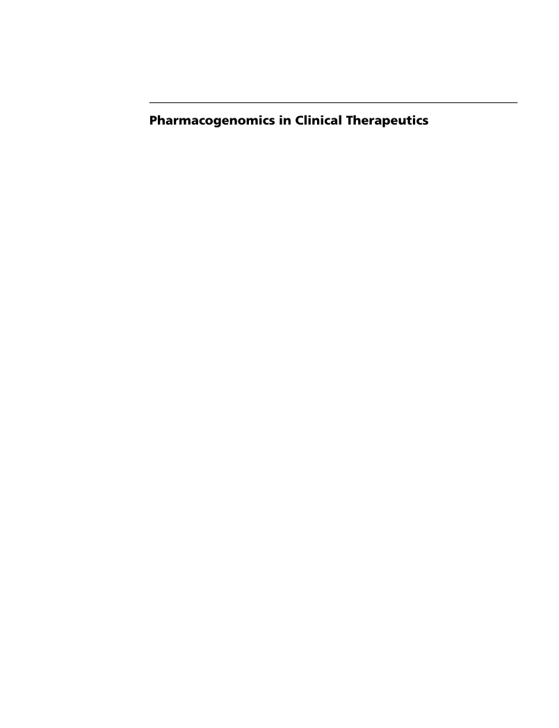 Pharmacogenomics in Clinical Therapeutics PDF Download